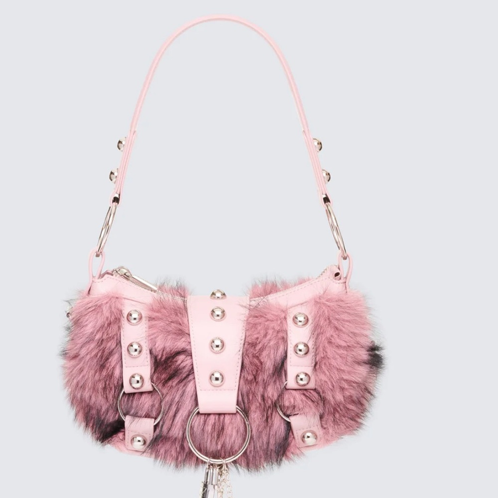 Charalyn Pink Fur Shoulder Bag